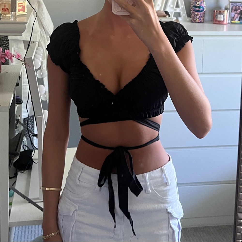 Adika Black wrap top